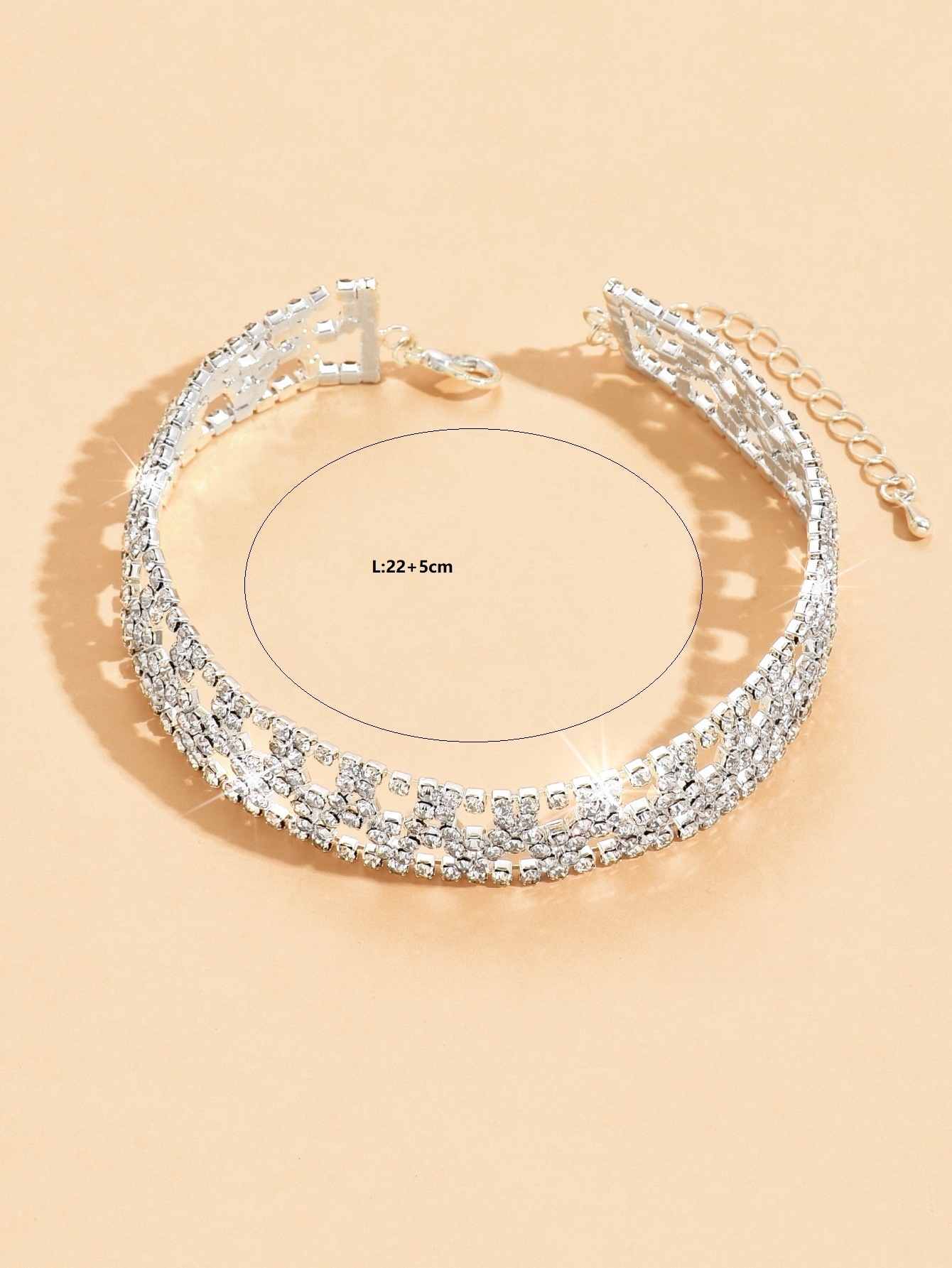 Crystal Rhinestone Anklet Bracelet With Silver-Plated Fashion Jewelry